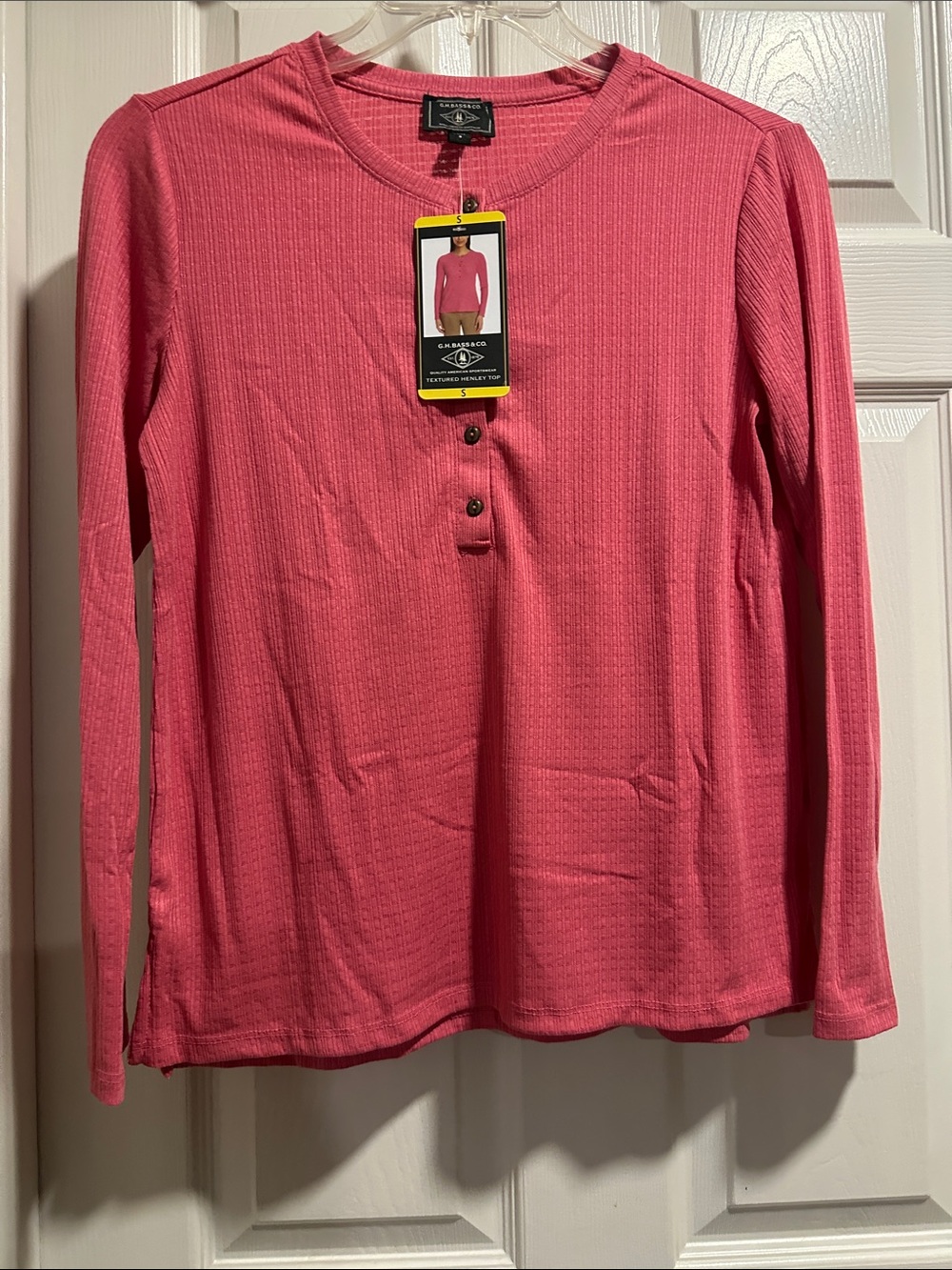 🆕 G.H. Bass & Co. Textured Henley Top Sage Pink Long Sleeve